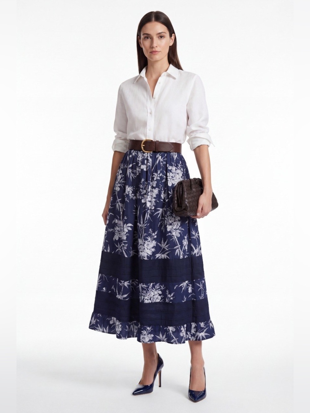 KL style floral Navy Skirt
